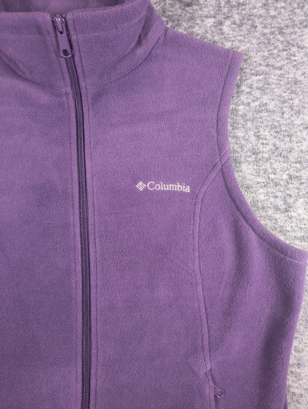 Columbia fleece zip vest, purple, women's large - Picture 7 of 15